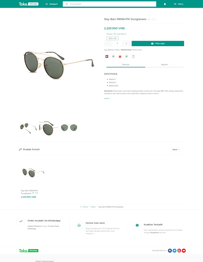 Template blogspot bán hàng miễn phí TokoWhatsApp